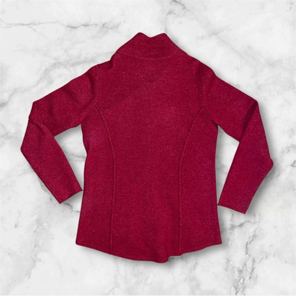 Eileen Fisher Womens Red Button-Up Wool Jacket Sz XS High Neck Pockets Office - Picture 2 of 4